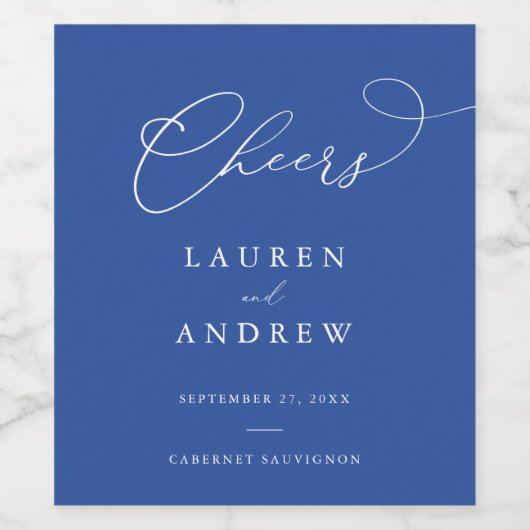 Marseille Bleu Wedding Wine Label Wijn Etiket (Enkel label)