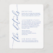 Marseille Bleu & Wit Moderne minimalistische bruil Informatiekaartje (Voorkant)