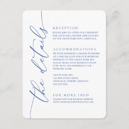 Marseille Bleu & Wit Moderne minimalistische bruil Informatiekaartje