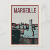 Marseille Cathedral en havenillustratie Frankrijk Briefkaart (Voorkant)