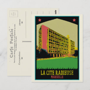 Marseille Cite Radieuse illustratie Frankrijk Briefkaart
