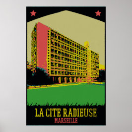 Marseille Cite Radieuse illustratie Frankrijk Poster