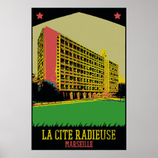 Marseille Cite Radieuse illustratie Frankrijk Poster