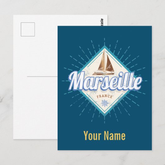 Marseille City France retro zeilschip  Briefkaart (Voorkant / Achterkant)
