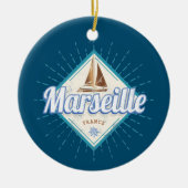 Marseille City France retro zeilschip  Keramisch Ornament (Voorkant)