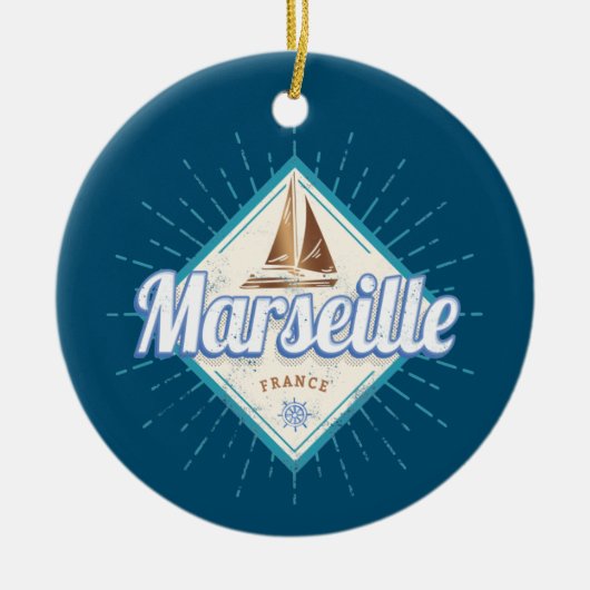 Marseille City France retro zeilschip  Keramisch Ornament (Voorkant)