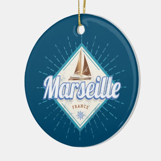 Marseille City France retro zeilschip  Keramisch Ornament (Links)