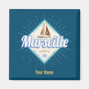 Marseille City France retro zeilschip  Magneet
