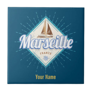Marseille City France retro zeilschip  Tegeltje