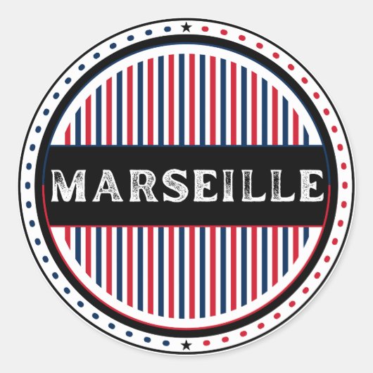Marseille City Pride Embleem – Franse identiteit Ronde Sticker (Voorkant)