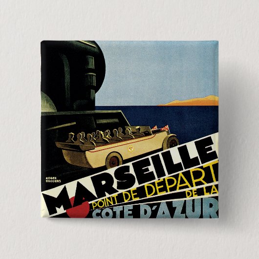 Marseille ~ Cote D'Azur Vierkante Button 5,1 Cm (Voorkant)