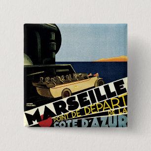 Marseille ~ Cote D'Azur Vierkante Button 5,1 Cm