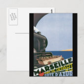 Marseille Cote D'Azur Vintage Travel Poster Briefkaart (Voorkant / Achterkant)