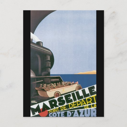 Marseille Cote D'Azur Vintage Travel Poster Briefkaart (Voorkant)