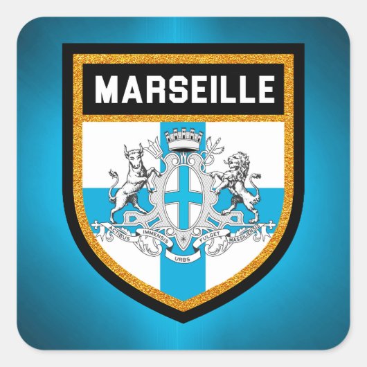 Marseille Flag Vierkante Sticker (Voorkant)