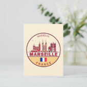 Marseille France City Skyline Emblem Briefkaart (Staand voorkant)