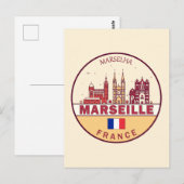 Marseille France City Skyline Emblem Briefkaart (Voorkant / Achterkant)