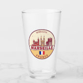 Marseille France City Skyline Emblem Glas (Voorkant)