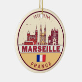Marseille France City Skyline Emblem Keramisch Ornament (Rechts)