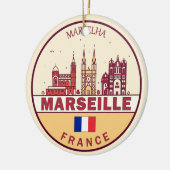 Marseille France City Skyline Emblem Keramisch Ornament (Links)
