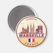 Marseille France City Skyline Emblem Magneet (Voorkant / Achterkant)
