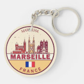 Marseille France City Skyline Emblem Sleutelhanger (Achterkant)