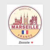 Marseille France City Skyline Emblem Sticker (Vel)