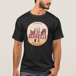 Marseille France City Skyline Emblem T-shirt