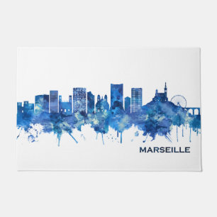 Marseille France Skyline Blue Deurmat