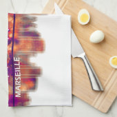 Marseille France Skyline Theedoek (Quarter Fold)