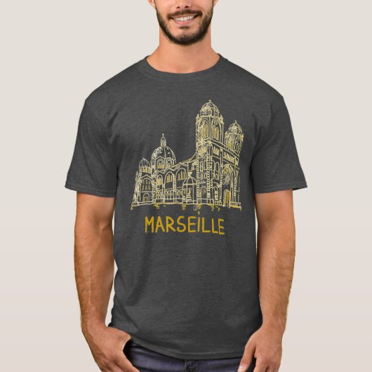 Marseille France Unieke hand-tekende Mannen voor k T-shirt (Voorkant)