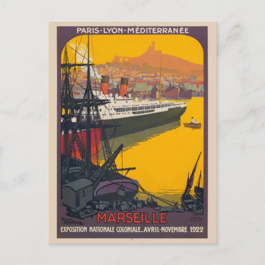 Marseille France Vintage Poster 1922 Briefkaart (Voorkant)