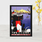 Marseille, France Vintage Travel Kaart (Gele Bloem)