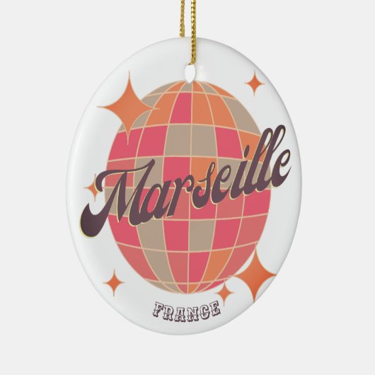 Marseille Frankrijk City mode roze discobal Keramisch Ornament (Rechts)