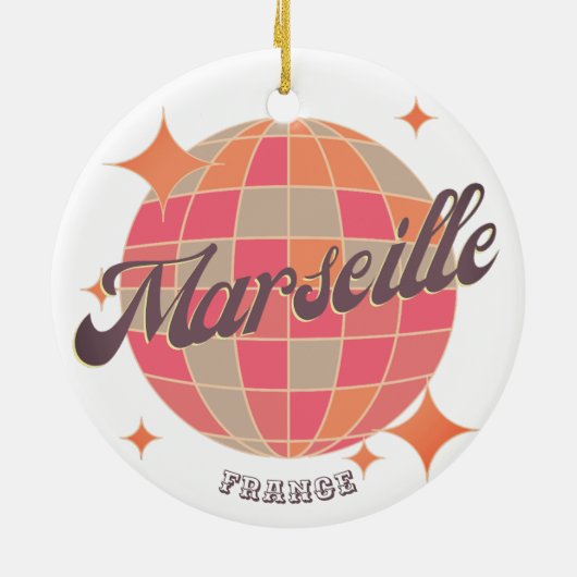 Marseille Frankrijk City mode roze discobal Keramisch Ornament (Achterkant)