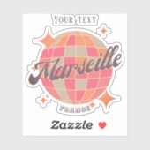 Marseille Frankrijk City mode roze discobal Sticker (Vel)