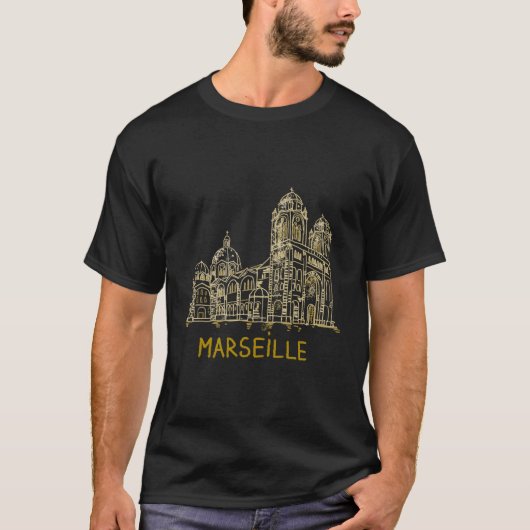 Marseille Frankrijk Hand getrokken T-shirt (Voorkant)