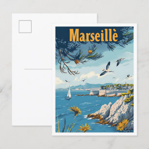Marseille Frankrijk  Kunst Reizen Illustratie Briefkaart