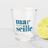 Marseille Frankrijk moderne typografie Shot Glas (Voorkant)