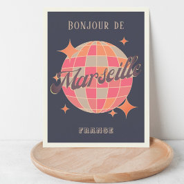 Marseille Frankrijk party travel bonjour discoball Briefkaart