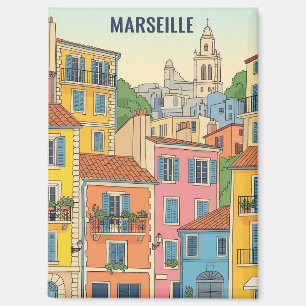 Marseille Frankrijk Reisillustratie Magneet