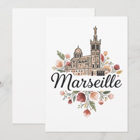 Marseille Frankrijk Reizen Feestdagenkaart (Voorkant / Achterkant)