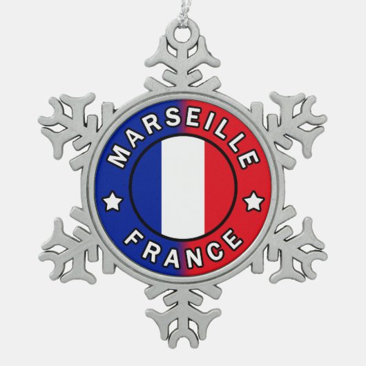 Marseille Frankrijk Tin Sneeuwvlok Ornament (Voorkant)