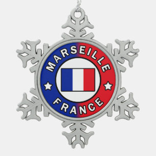 Marseille Frankrijk Tin Sneeuwvlok Ornament