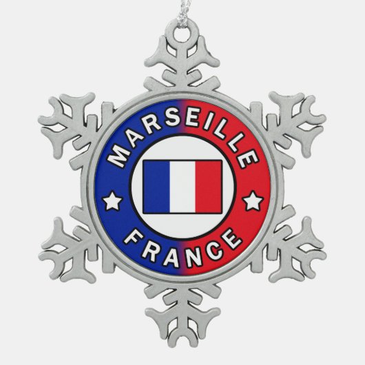 Marseille Frankrijk Tin Sneeuwvlok Ornament (Voorkant)