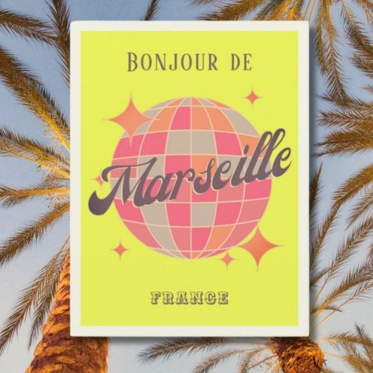Marseille Frankrijk vakantie geel discobal Briefkaart