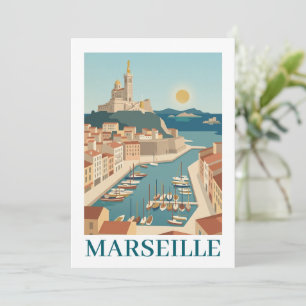 Marseille Frankrijk Vintage Minimalistische Reis Kaart