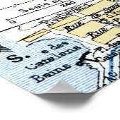 Marseille, Franse  kaart Poster (Hoek)