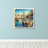 Marseille Haven Oude Haven Schilderij op Canvas Afdruk (Insitu (Houten vloer))