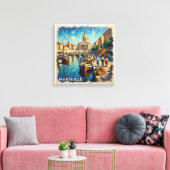 Marseille Haven Oude Haven Schilderij op Canvas Afdruk (Insitu (Woonkamer))